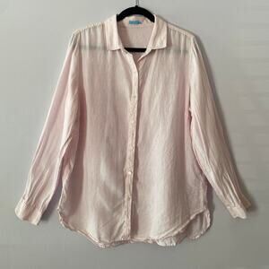 J. McLaughlin Light Blush Pink Button Down Shirt 100% Linen Women's size XL